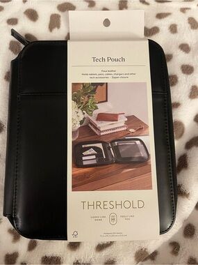 Faux leather tech pouch